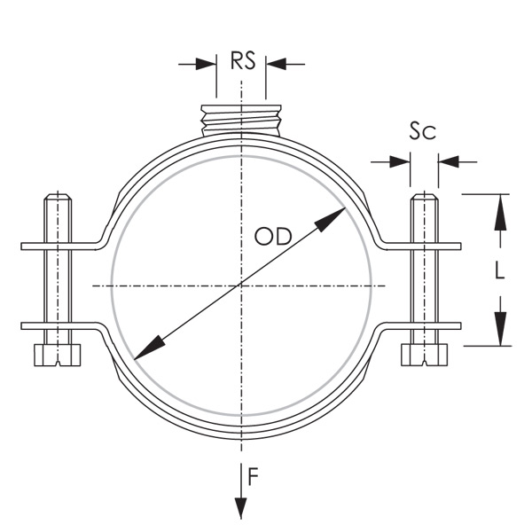 Zware Beugel PX NI 1/2"/M10   DN32  1 1/4"  41 – 46 mm RVS A4 detail 2